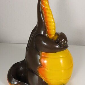 VTG Universal Statuary Corp Dinosaur 15" Tall Vinyl Coin Bank 1984 w/ Stopper